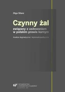 Обложка книги под заглавием:Czynny żal związany z usiłowaniem w polskim prawie karnym