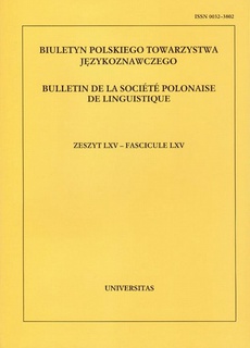 Okładka książki o tytule: Biuletyn Polskiego Towarzystwa Językoznawczego. Zeszyt LXV