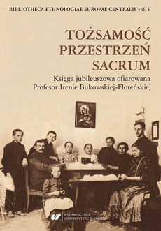 The cover of the book titled: Tożsamość – Przestrzeń – Sacrum. Księga jubileuszowa ofiarowana Profesor Irenie Bukowskiej-Floreńskiej