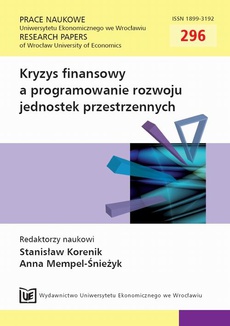 The cover of the book titled: Kryzys finansowy a programowanie rozwoju jednostek przestrzennych. PN 296