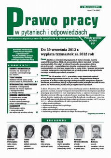 Обложка книги под заглавием:Prawo pracy w pytaniach i odpowiedziach wrzesień 2013