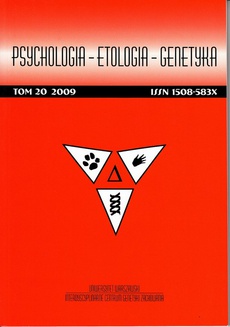 Обложка книги под заглавием:Psychologia-Etologia-Genetyka nr 20/2009