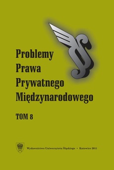 The cover of the book titled: „Problemy Prawa Prywatnego Międzynarodowego”. T. 8