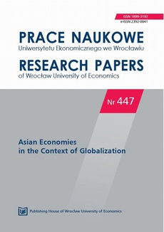 Okładka książki o tytule: Prace Naukowe Uniwersytetu Ekonomicznego we Wrocławiu nr 447. Asian Economies in the Context of Globalization