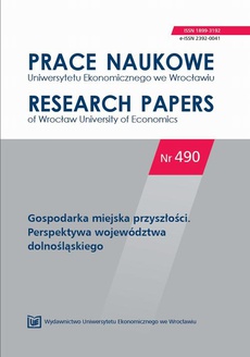 The cover of the book titled: Prace Naukowe Uniwersytetu Ekonomicznego we Wrocławiu nr 490. Gospodarka miejska przyszłości. Perspektywa województwa dolnośląskiego