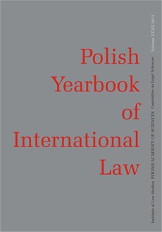The cover of the book titled: 2012 POLISH YEARBOOK OF INTERNATIONAL LAW vol. XXXII