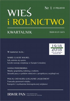 The cover of the book titled: Wieś i Rolnictwo nr 1/2018