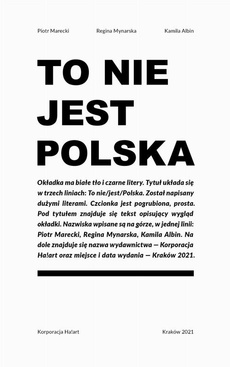 The cover of the book titled: To nie jest Polska