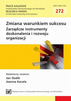 The cover of the book titled: Zmiana warunkiem sukcesu. Zarządcze instrumenty doskonalenia i rozwoju organizacji. PN 272