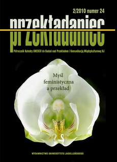 The cover of the book titled: Myśl feministyczna a przekład. Przekładaniec, nr 24
