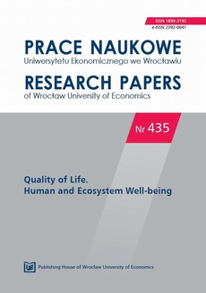 The cover of the book titled: Prace Naukowe Uniwersytetu Ekonomicznego we Wrocławiu nr. 435 Quality of Life. Human and Ecosystem Well-being