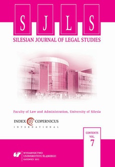 The cover of the book titled: „Silesian Journal of Legal Studies”. Vol. 7