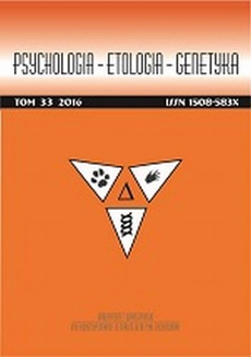 The cover of the book titled: Psychologia-Etologia-Genetyka nr 33/2016