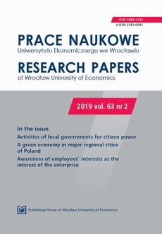 The cover of the book titled: Prace Naukowe Uniwersytetu Ekonomicznego we Wrocławiu 63/2. Activities of local governments for citizen power