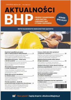 The cover of the book titled: Aktualności BHP – Numer specjalny: BHP w najnowszym orzecznictwie sądowym