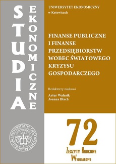 The cover of the book titled: Finanse publiczne i finanse przedsiębiorstw wobec światowego kryzysu gospodarczego. SE 72