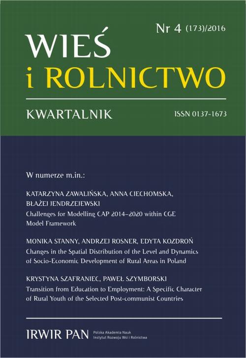 Обложка книги под заглавием:Wieś i Rolnictwo nr 4(173)/2016