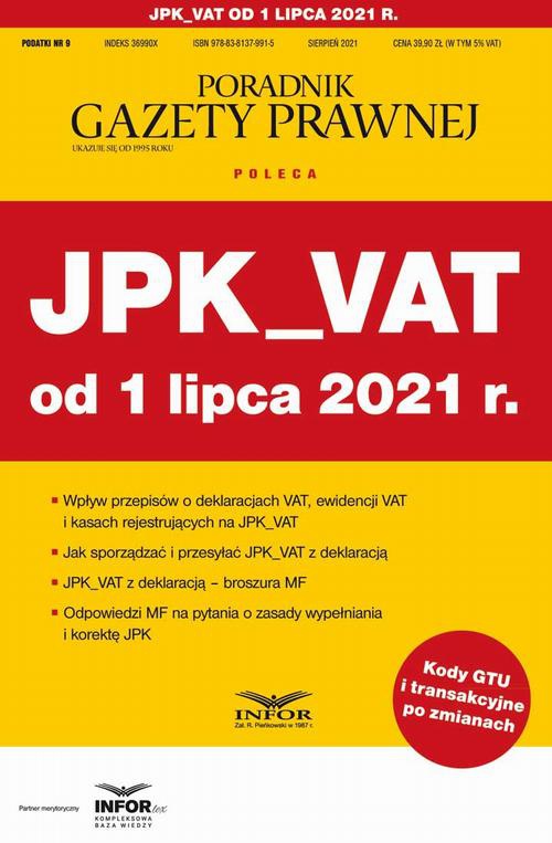 Okładka:JPK_VAT od 1 lipca 2021 