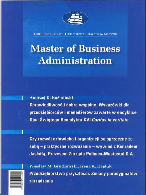 Okładka książki o tytule: Master of Business Administration - 2011 - 1