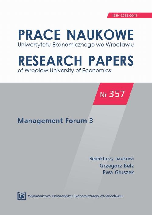 Обложка книги под заглавием:Prace Naukowe Uniwersytetu Ekonomicznego we Wrocławiu nr 357. Management Forum 3