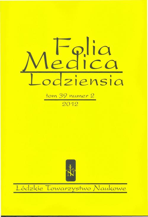 Обложка книги под заглавием:Folia Medica Lodziensia t. 39 z. 2/2012