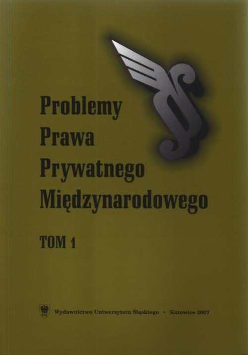 The cover of the book titled: „Problemy Prawa Prywatnego Międzynarodowego”. T. 1