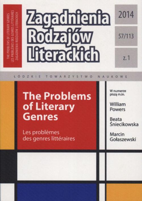 Обложка книги под заглавием:Zagadnienia Rodzajów Literackich t. 57 (113) z. 1/2014