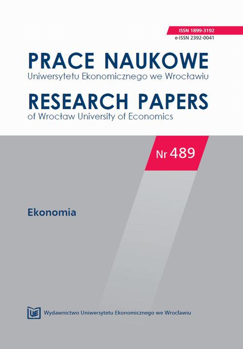 Okładka książki o tytule: Prace Naukowe Uniwersytetu Ekonomicznego we Wrocławiu nr 489. Ekonomia
