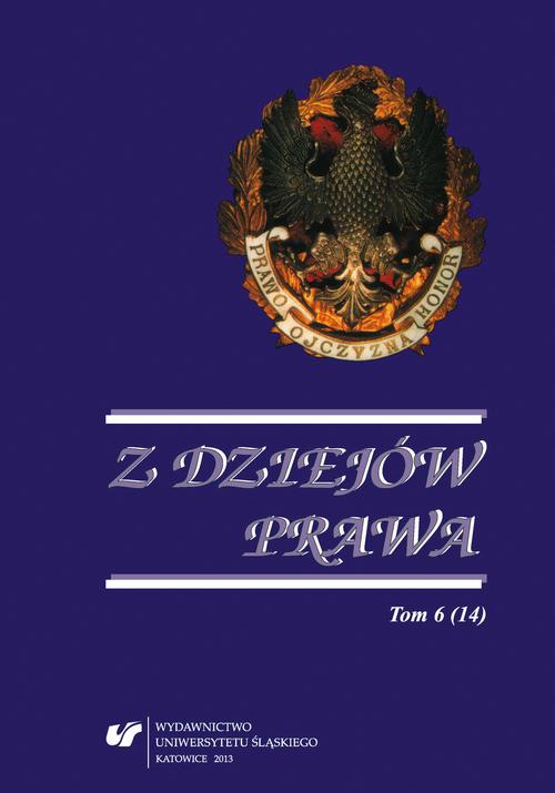 Обложка книги под заглавием:Z Dziejów Prawa. T. 6 (14)