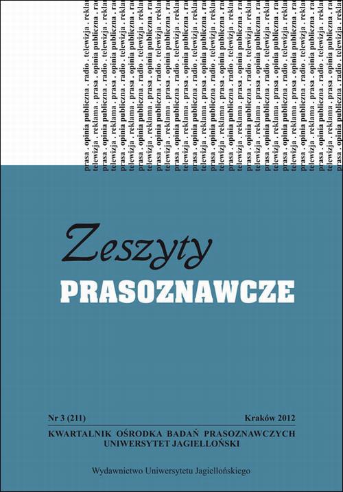 Okładka książki o tytule: Zeszyty Prasoznawcze Nr 3 (211) 2012