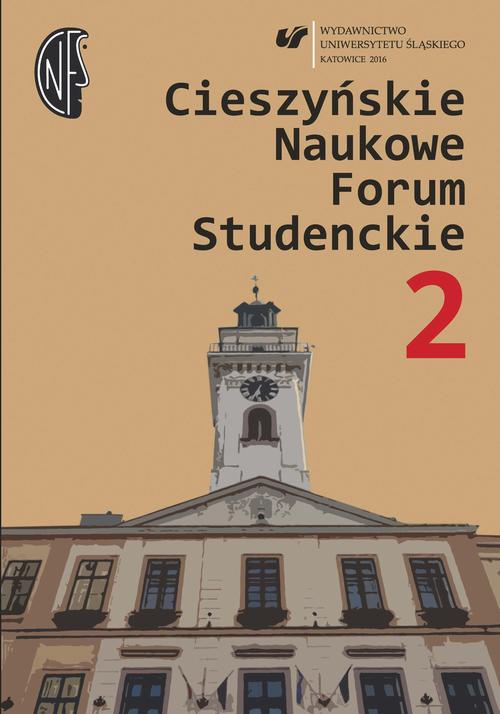 The cover of the book titled: Cieszyńskie Naukowe Forum Studenckie. T. 2: Wielokulturowość – doświadczanie Innego