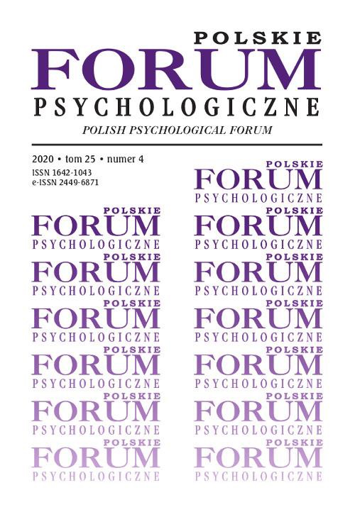 Okładka książki o tytule: Polskie Forum Psychologiczne, tom 25 numer 4