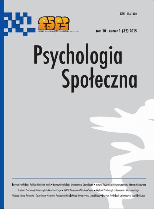 The cover of the book titled: Psychologia Społeczna nr 1(32)/2015