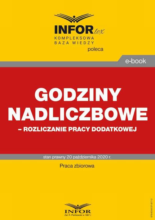 The cover of the book titled: Godziny nadliczbowe,rozliczanie pracy dodatkowej