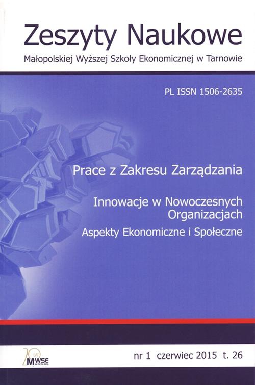 Обложка книги под заглавием:Zeszyty Naukowe Małopolskiej Wyższej Szkoły Ekonomicznej w Tarnowie 1/2015