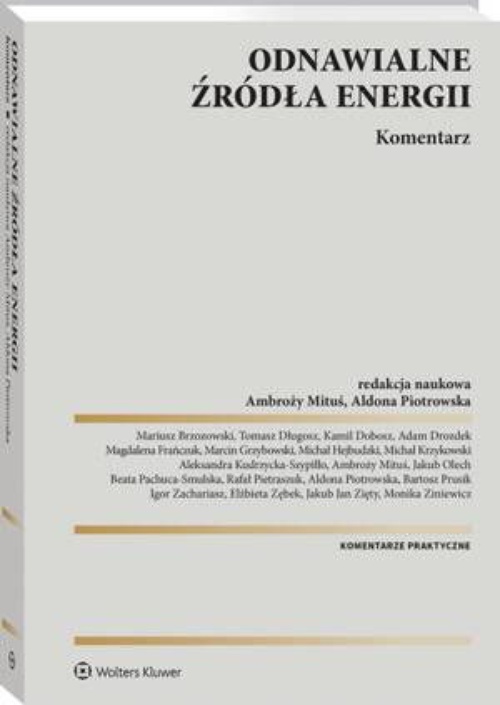 Okładka książki o tytule: Odnawialne źródła energii. Komentarz