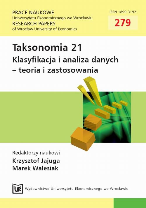 Okładka książki o tytule: Taksonomia 21. Klasyfikacja i analiza danych - teoria i zastosowania. PN 279