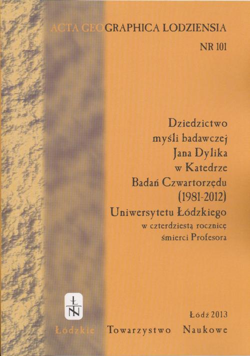 Okładka książki o tytule: Acta Geographica Lodziensia t. 101/2013