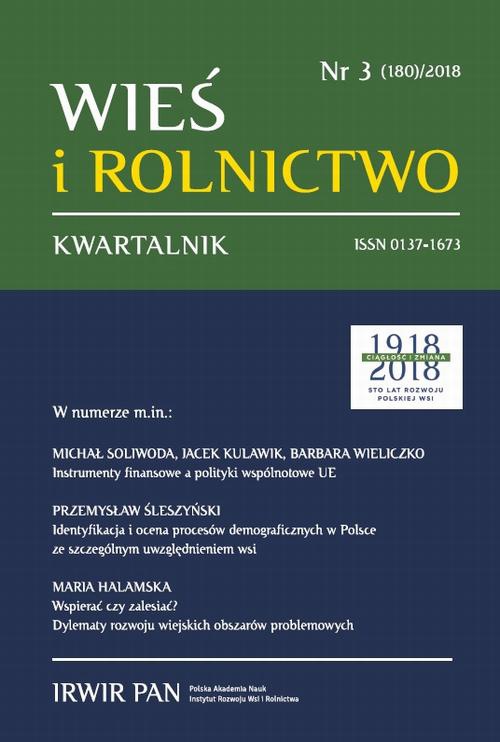 Okładka książki o tytule: Wieś i Rolnictwo nr 3(180)/2018