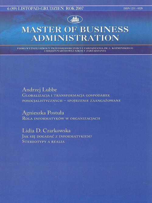 Okładka książki o tytule: Master of Business Administration - 2007 - 6