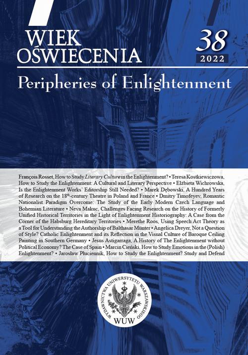 The cover of the book titled: Wiek Oświecenia 38/2022