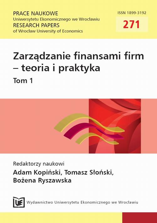 Обкладинка книги з назвою:Zarządzanie finansami firm - teoria i praktyka. Tom 1. PN 271