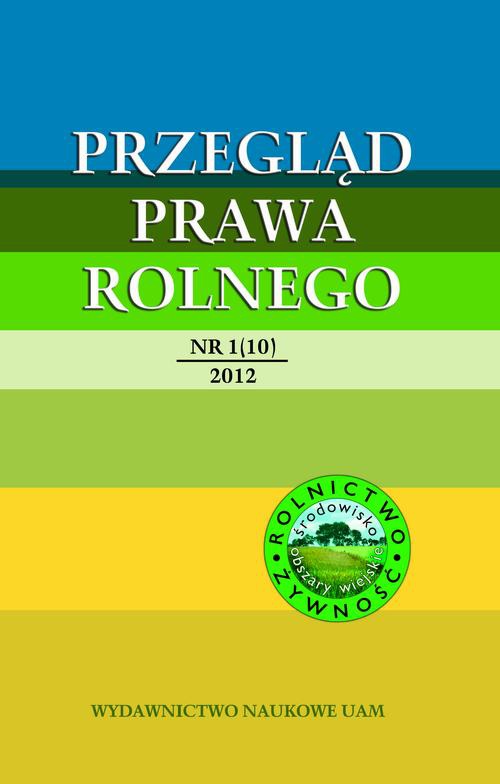 The cover of the book titled: Przegląd Prawa Rolnego 1 (10) 2012