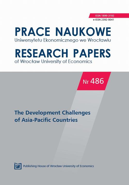 The cover of the book titled: Prace Naukowe Uniwersytetu Ekonomicznego we Wrocławiu nr 486. The Development Challenges of Asia-Pacific Countries
