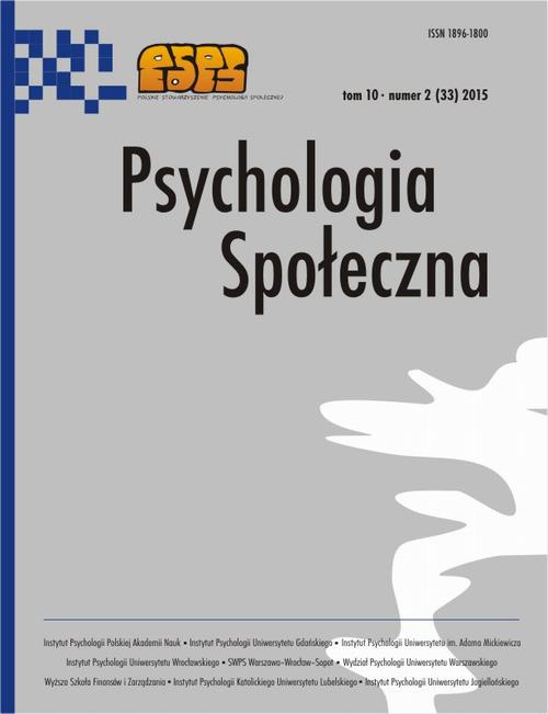 Okładka książki o tytule: Psychologia Społeczna nr 2(33)/2015