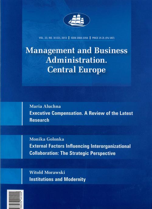 Okładka książki o tytule: Management and Business Administration. Central Europe - 2013 - 3