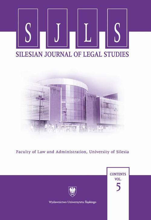 Okładka książki o tytule: „Silesian Journal of Legal Studies”. Contents Vol. 5
