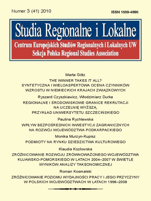 Обложка книги под заглавием:Studia Regionalne i Lokalne nr 3(41)/2010