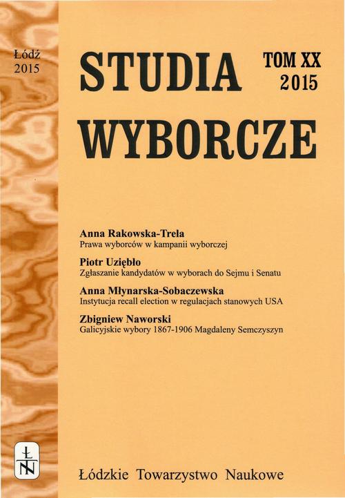 Okładka książki o tytule: Studia Wyborcze t. 20