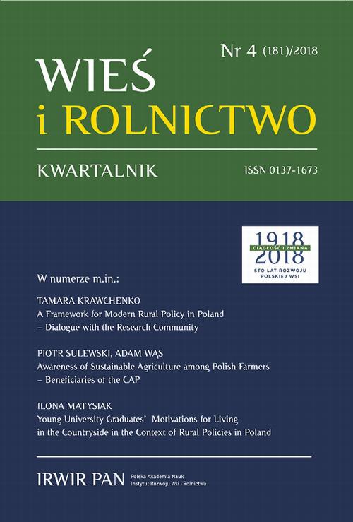 Okładka książki o tytule: Wieś i Rolnictwo nr 4(181)/2018